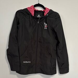 Disney Parks Minnie Mouse Windbreaker Jacket with Hood Black Small